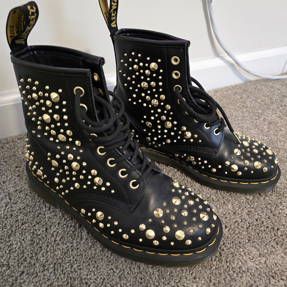 Dr. Martens Black and Gold Studded Boots
